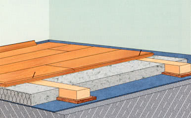 Укладка массивной доски по бетонным перекрытиям