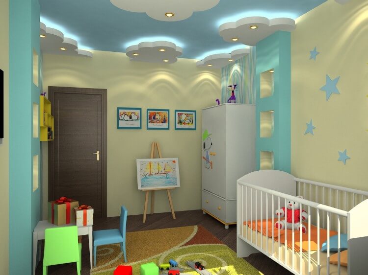 Гипсокартонный потолок в детской комнате