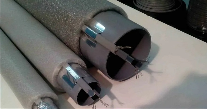 Утепленные трубы с заранее установленным греющим кабелем