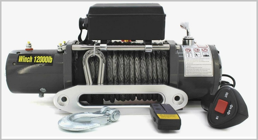 Лебедка электрическая 12V Electric Winch 12000lbs / 5443 кг ( IP66) с кевларовым тросом, 10мм